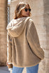 Sherpa Fleece Zip Front Drawstring Hood Drop Shoulder Pocketed Jacket